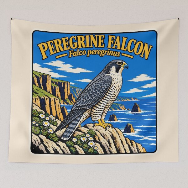 Item preview, Peregrine Falcon Vintage Woodcut Bird Illustration designed and sold by American Fieldmark Studio.