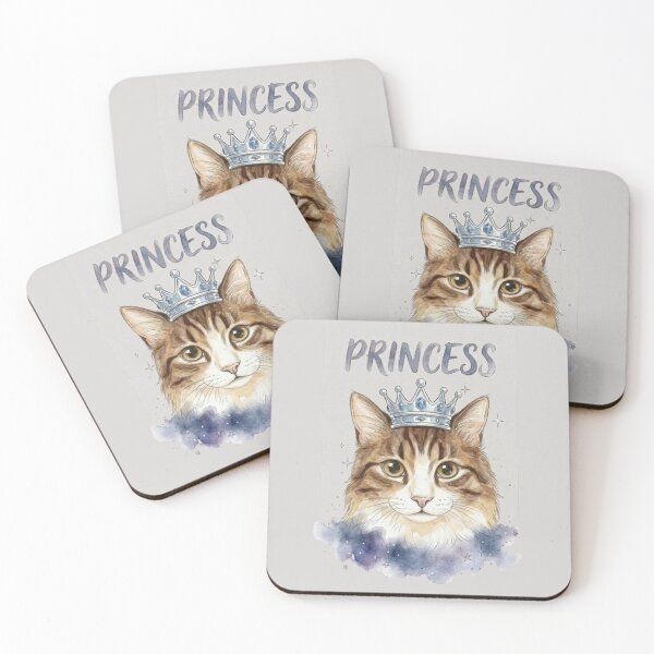 Item preview, Watercolor Cat Princess with Crown - Cute Royal Tabby Kitty designed and sold by PetalsPaws.