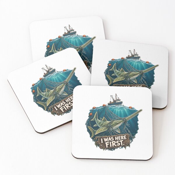 Item preview, I Was Here First – Green Sawfish Ocean Conservation designed and sold by Animal Puns.