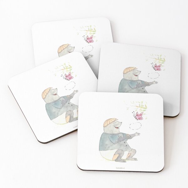 Item preview, Mole and Butterfly - Whimsical Woodland Watercolor Art designed and sold by lumekind.