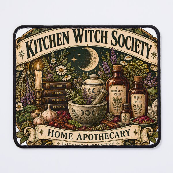 Item preview, Vintage Kitchen Witch Society Apothecary designed and sold by MysticCanvasAi.