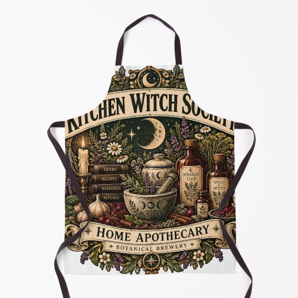 Item preview, Vintage Kitchen Witch Society Apothecary designed and sold by MysticCanvasAi.