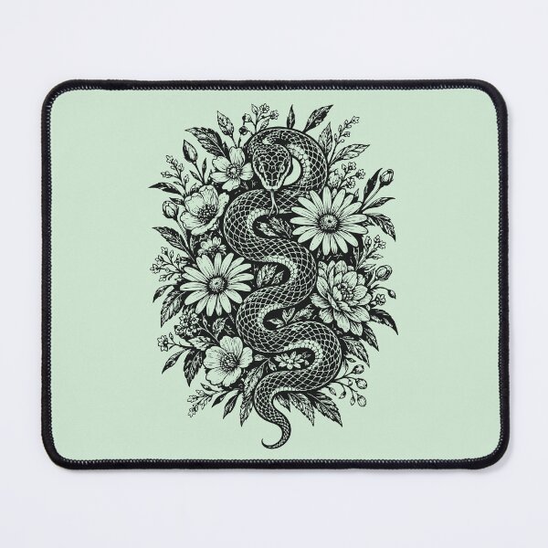 Item preview, Floral Snake Vintage Linocut Botanical Serpent designed and sold by Y-Vibes.