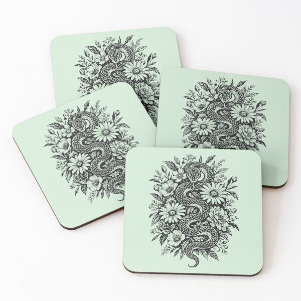 Item preview, Floral Snake Vintage Linocut Botanical Serpent designed and sold by Y-Vibes.