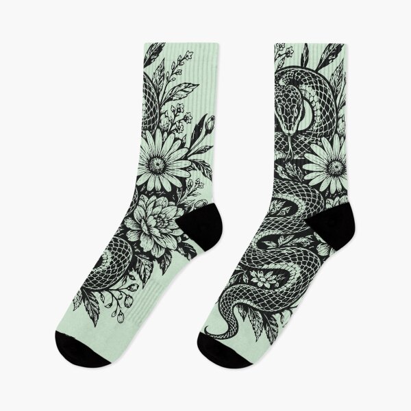Item preview, Floral Snake Vintage Linocut Botanical Serpent designed and sold by Y-Vibes.
