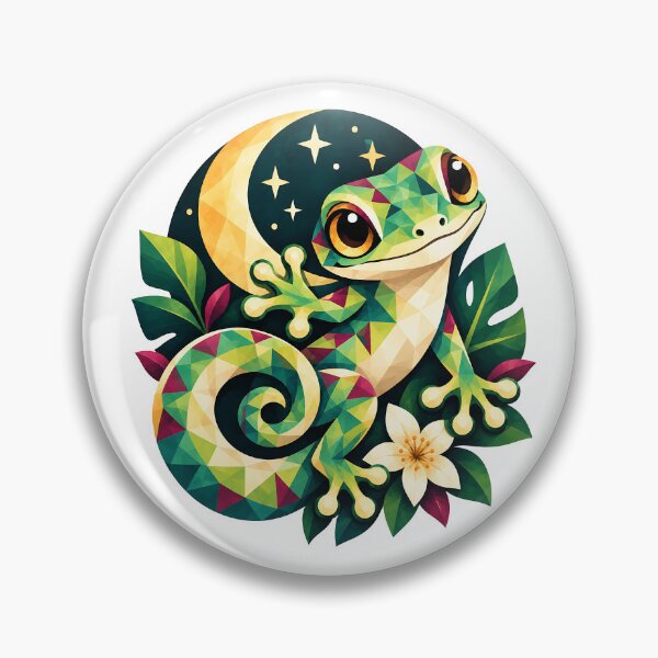 Item preview, Geometric Gecko Moon – Celestial Tropical Reptile Art designed and sold by Digital Culture Studio.