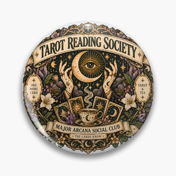 Item preview, Vintage Tarot Reading Society Badge designed and sold by MysticCanvasAi.