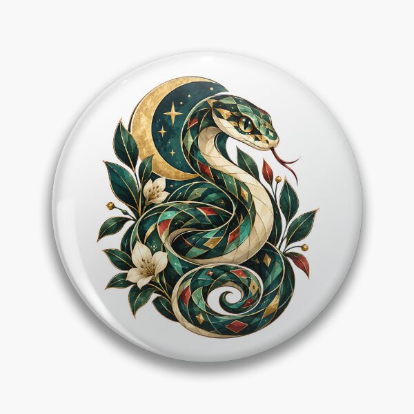 Item preview, Celestial Snake Moon – Geometric Botanical Serpent Art designed and sold by Digital Culture Studio.