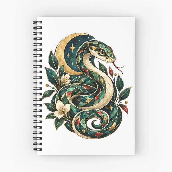 Item preview, Celestial Snake Moon – Geometric Botanical Serpent Art designed and sold by Digital Culture Studio.