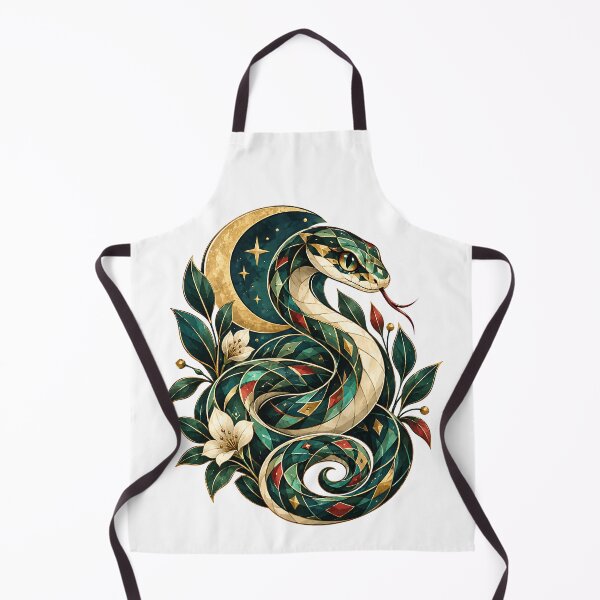 Item preview, Celestial Snake Moon – Geometric Botanical Serpent Art designed and sold by Digital Culture Studio.