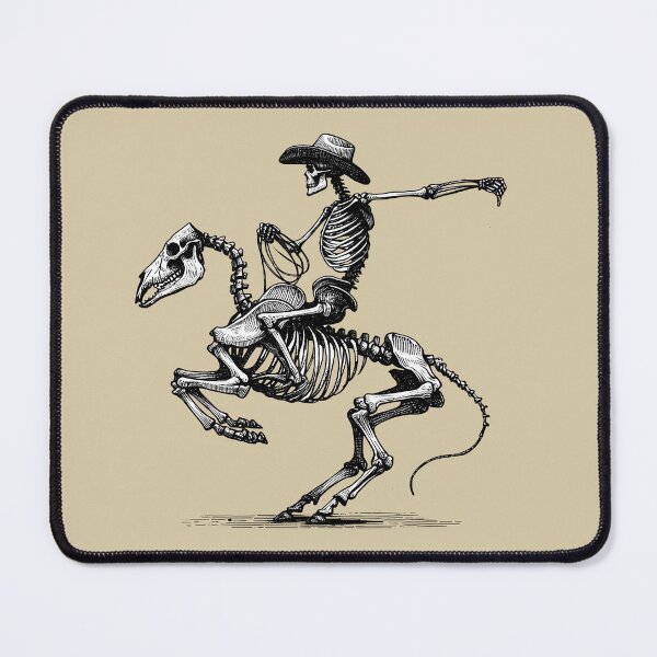 Item preview, Skeleton Cowboy Riding Skeleton Horse Linocut Art designed and sold by Lady-K-.