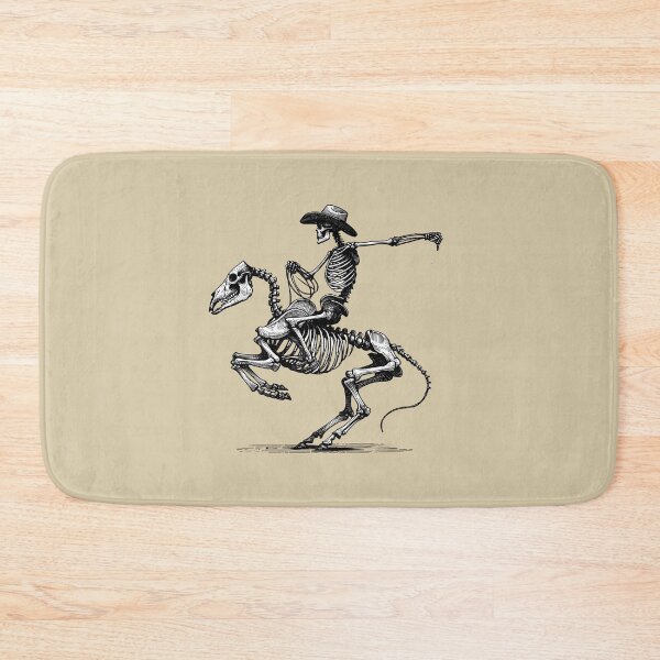 Item preview, Skeleton Cowboy Riding Skeleton Horse Linocut Art designed and sold by Lady-K-.