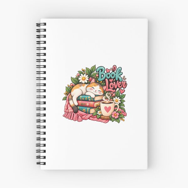 Item preview, Cute Book Lover Cat with Coffee and Flowers designed and sold by Dirrastore.