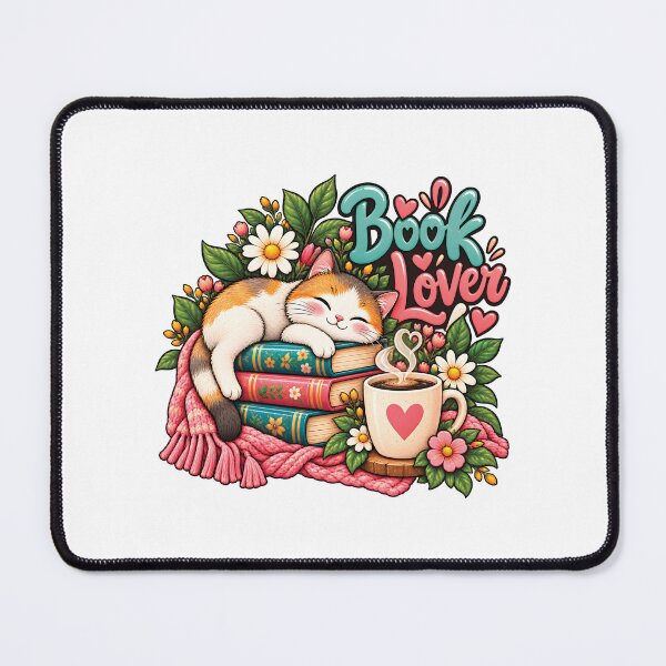 Item preview, Cute Book Lover Cat with Coffee and Flowers designed and sold by Dirrastore.