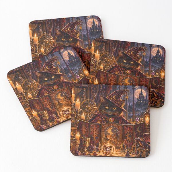 Item preview, Black Cat Dungeon Master Fantasy Art designed and sold by Mama Leenah.