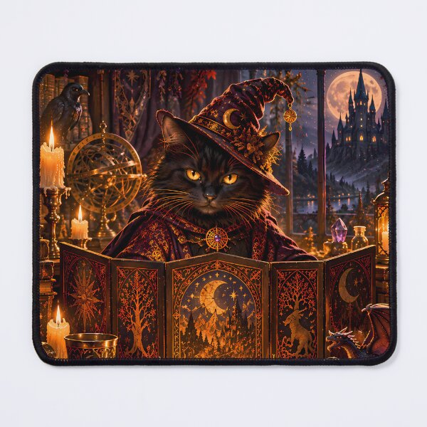 Item preview, Black Cat Dungeon Master Fantasy Art designed and sold by Mama Leenah.