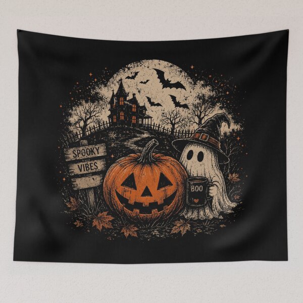 Item preview, Spooky Vibes Haunted Halloween Ghost designed and sold by SoftStyleStudio ⭐⭐⭐.