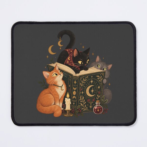 Item preview, Spooky Reading Cats Whimsical Folk Storybook Art designed and sold by AmiGraph.