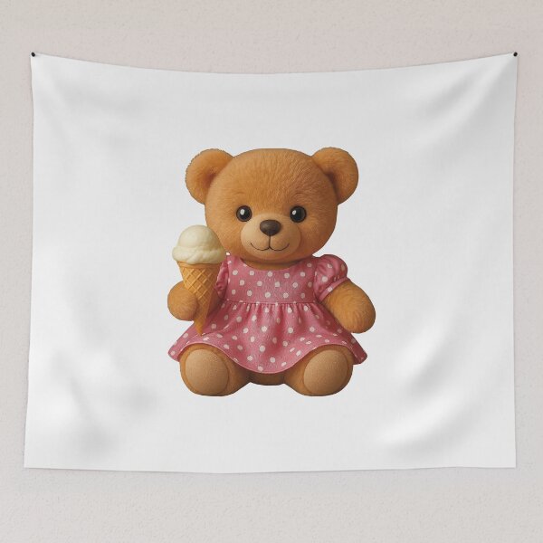 Item preview, Fashionista Teddy Bear Pink Dress Ice Cream Shapes Mania designed and sold by Shapes-Mania.