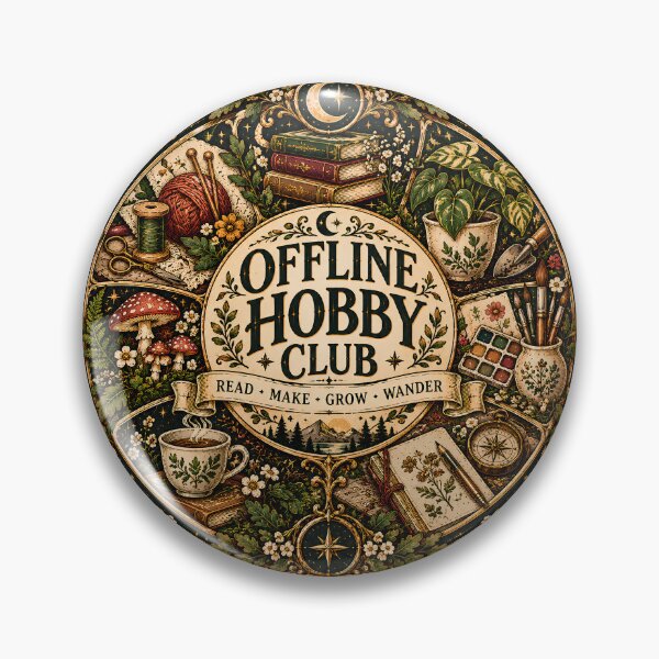 Item preview, Vintage Offline Hobby Club Badge designed and sold by MysticCanvasAi.