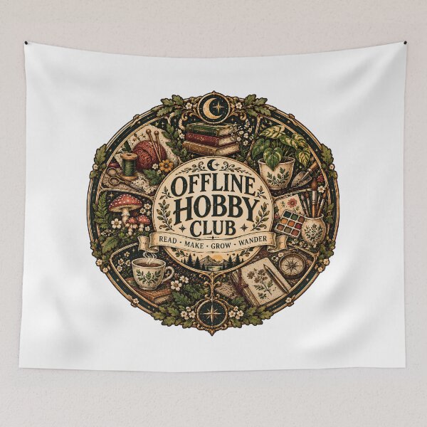 Item preview, Vintage Offline Hobby Club Badge designed and sold by MysticCanvasAi.