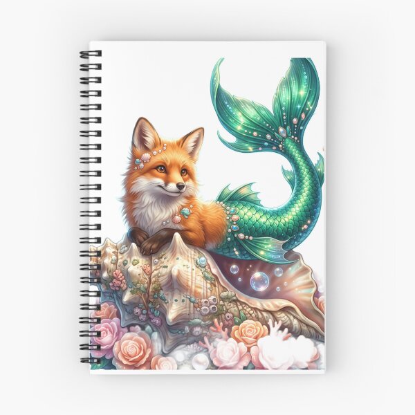 Item preview, Fox with mermaid tail seashell designed and sold by kidoramagic.