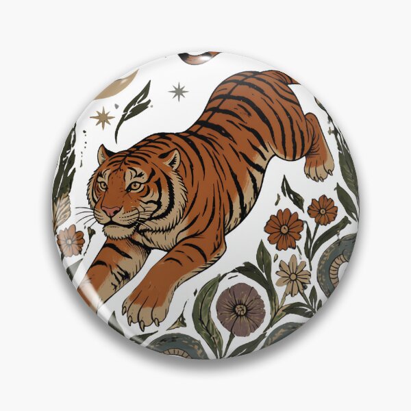 Item preview, Wild Tiger Vintage Folk Art designed and sold by unadeara.