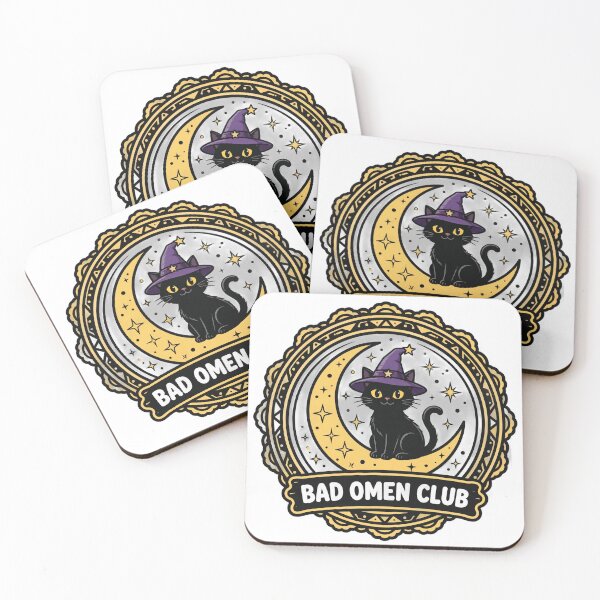 Item preview, Bad Omen Club Black Cat Witch Halloween T-Shirt designed and sold by ApparelOutpost.