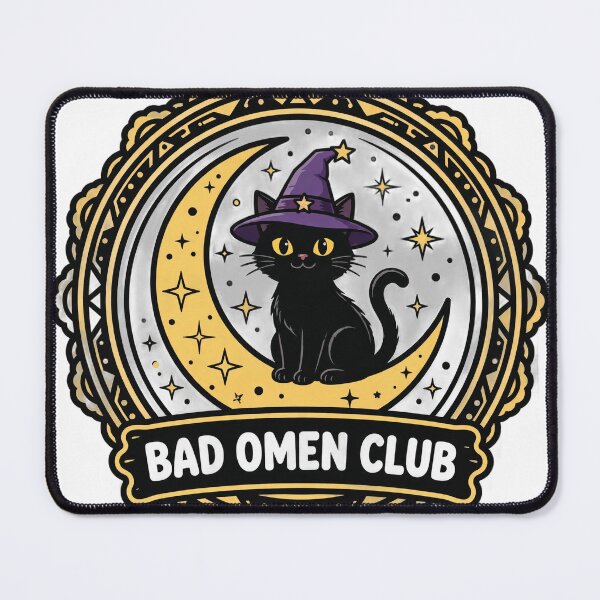 Item preview, Bad Omen Club Black Cat Witch Halloween T-Shirt designed and sold by ApparelOutpost.