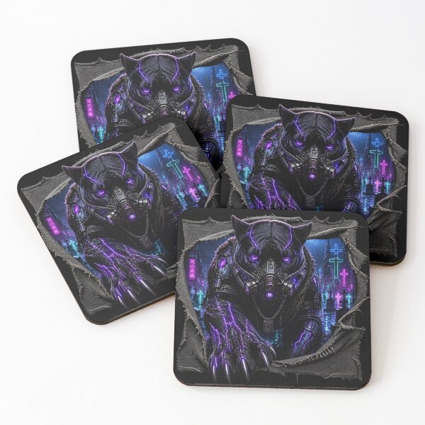 Item preview, Cyberpunk Panther Neon Graveyard Frame Graphic designed and sold by LazyDayzCo.
