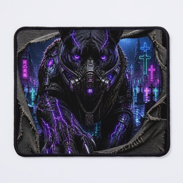 Item preview, Cyberpunk Panther Neon Graveyard Frame Graphic designed and sold by LazyDayzCo.