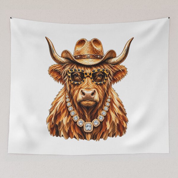 Item preview, Glam Highland Cow Western Cowgirl Leopard Glasses Rhinestone Jewelry designed and sold by 76Valeria.