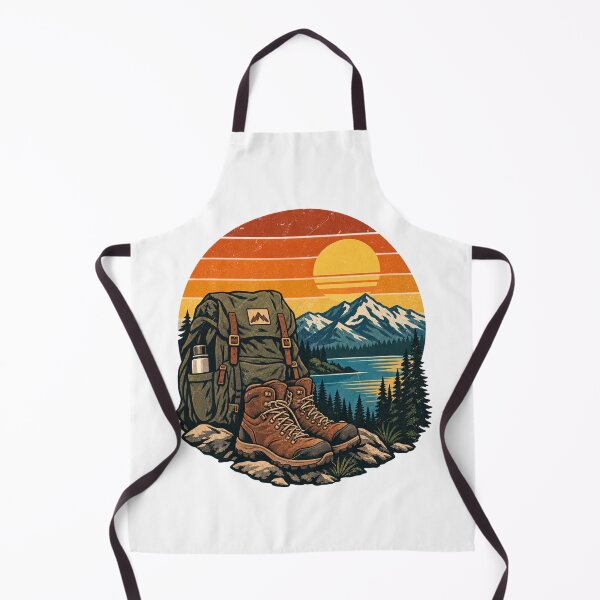 Item preview, Vintage Hiking Boots Backpack Mountain Sunset designed and sold by ThePrintArt.