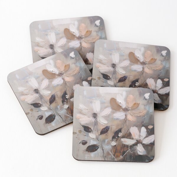 Item preview, Beige Neutral earthy flowers oil painting artwork autumn leaves floral botanicals Beige brown leafy abstract textured Rustic Vintage wildflowers  designed and sold by navitalidesign.