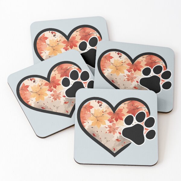 Item preview, Autumn leaves heart with paw print border designed and sold by 247DesignStudio.
