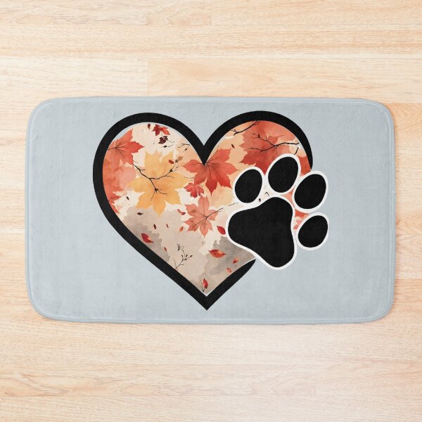 Item preview, Autumn leaves heart with paw print border designed and sold by 247DesignStudio.