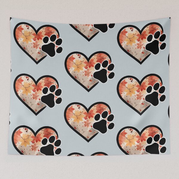 Item preview, Autumn leaves heart with paw print border designed and sold by 247DesignStudio.