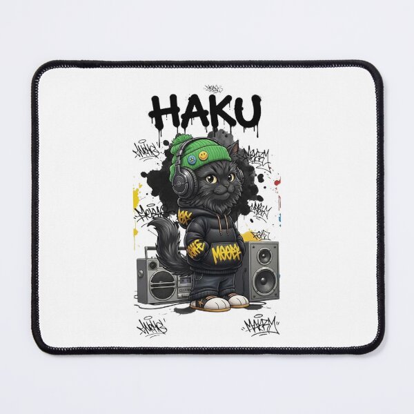 Item preview, Haku Cool Hip Hop Black Cat Streetwear Graffiti designed and sold by PetalsPaws.
