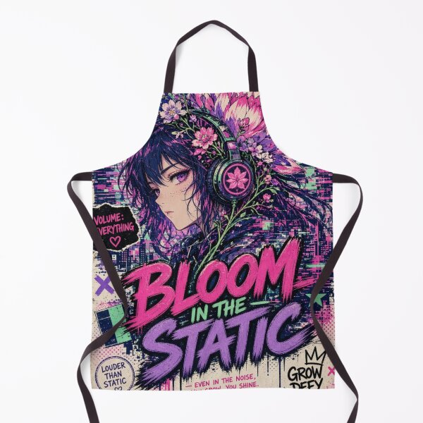Item preview, Anime Street Art - Bloom In The Static - Cyberpunk Flower designed and sold by JonelleTshirts.