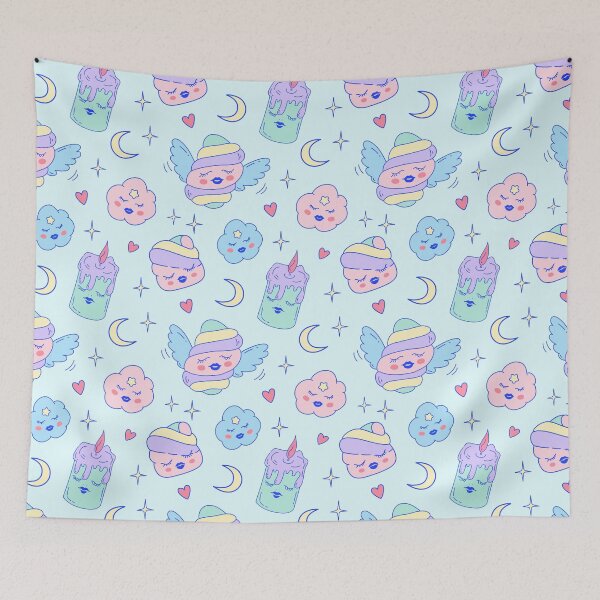 Item preview, Cute sleepy marshmallow pattern – kawaii pastel sweet dreams designed and sold by Deepness2023.