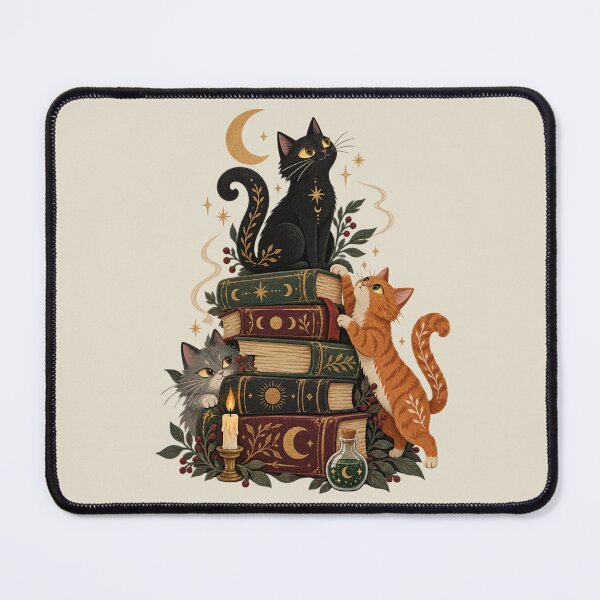 Item preview, Witchy Reading Cats Whimsical Folk Storybook Art designed and sold by AmiGraph.