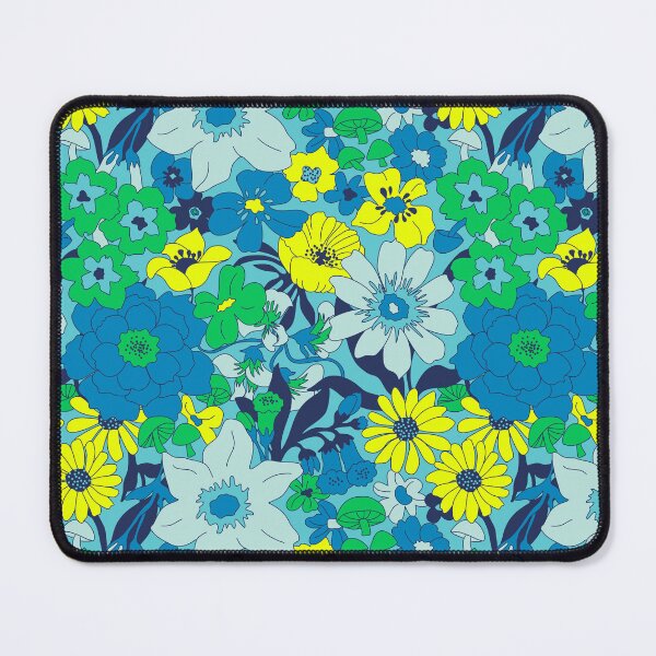 Item preview, Retro Mushroom Floral in Neon Green + Blue designed and sold by YesterdayColl.