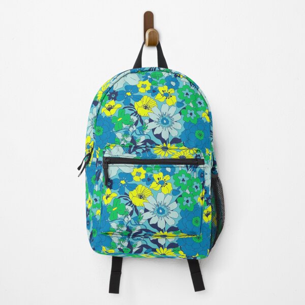 Item preview, Retro Mushroom Floral in Neon Green + Blue designed and sold by YesterdayColl.