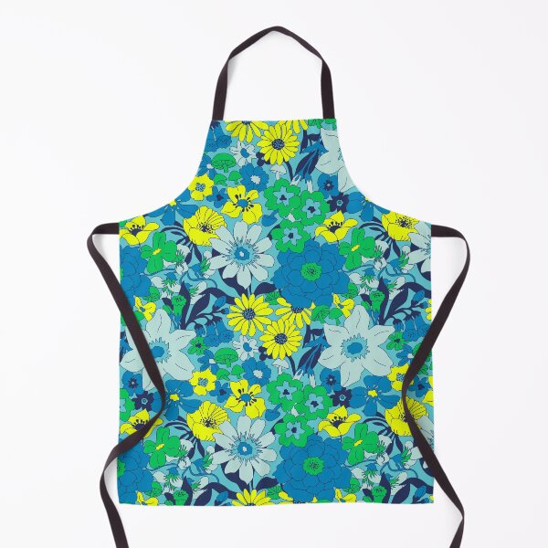 Item preview, Retro Mushroom Floral in Neon Green + Blue designed and sold by YesterdayColl.