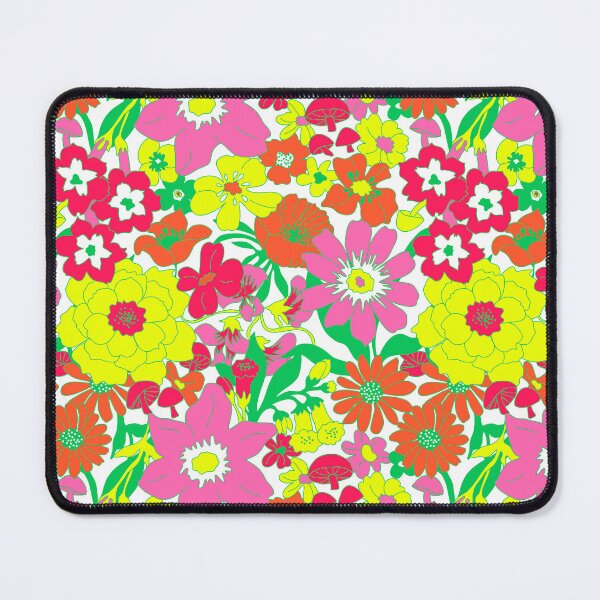 Item preview, Retro Mushroom Floral in White + Neon designed and sold by YesterdayColl.
