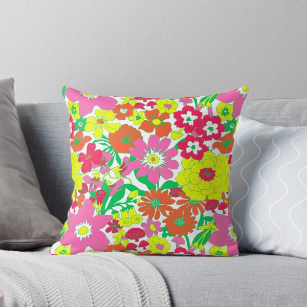 Item preview, Retro Mushroom Floral in White + Neon designed and sold by YesterdayColl.