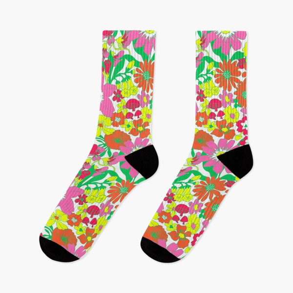 Item preview, Retro Mushroom Floral in White + Neon designed and sold by YesterdayColl.