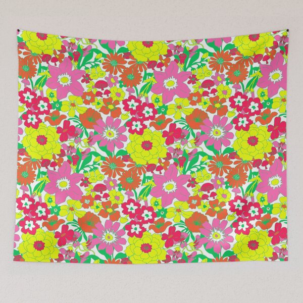 Item preview, Retro Mushroom Floral in White + Neon designed and sold by YesterdayColl.