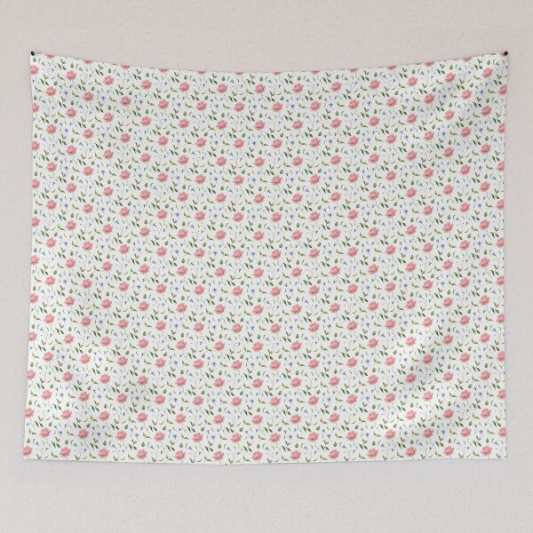 Item preview, Pink Peonies and Blue Cornflowers designed and sold by White Rabbit Design .