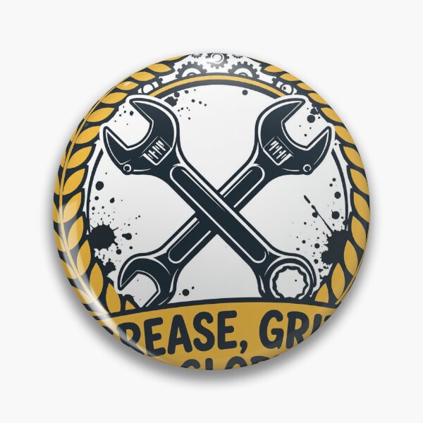 Item preview, Grease Grit and Glory Mechanic Wrench Badge T-Shirt designed and sold by ApparelOutpost.
